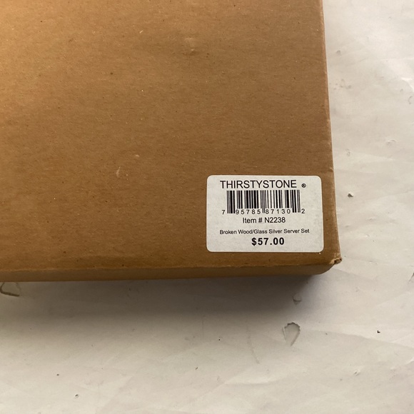 Thirsty Stone Broken Wood/Glass silver serving set.made in India. - Picture 9 of 10